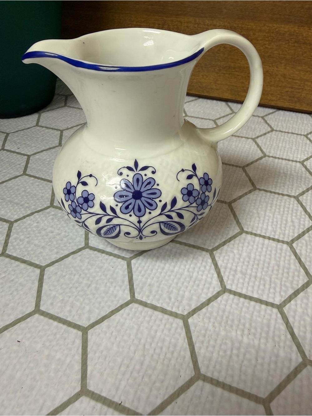 Blue Floral Ceramic Pitcher - Picture 2 of 5